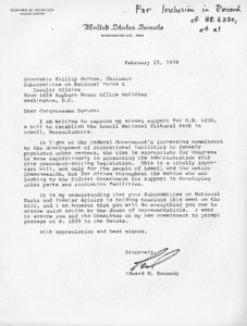 Letter to Phillip Burton, Chairman from Edward M. Kennedy
