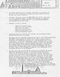 Legislative Alert: Thursday, June 11, 1981