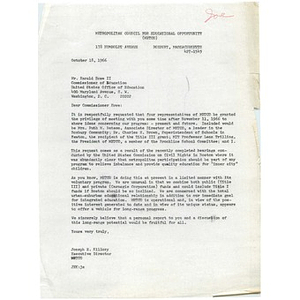 Letter, Harold Howe II, October 18, 1966.
