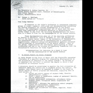 Letter, Judge Garrity, January 27, 1975.