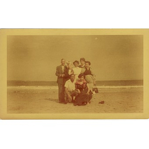 Inez Irving Hunter poses with a group of friends on the beach