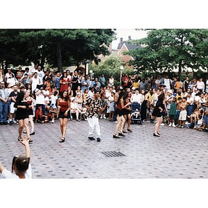 Young performers dancing in the plaza at Festival Betances.