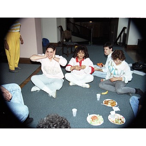 Inquilinos Boricuas en Acción staffers take a break to eat during a meeting or retreat.