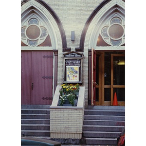 Front steps and entrance of the Jorge Hernandez Cultural Center.