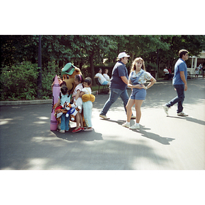 Children and Yogi Bear at a zoo