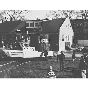 A float, the SS Rumrunner, in the Homecoming parade
