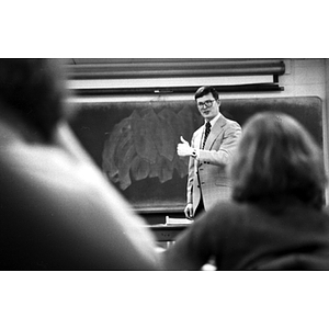 Criminal Justice professor Frank Schubert teaches class