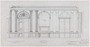 Dining room elevation, east, 3/4 inch scale, residence of E. H. G. Slater, "Hopedene", Newport, R.I., (1898) 1902-3.