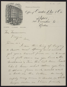 Letterhead for Carter, Rice & Co., Inc., paper, 246 Devonshire Street, Boston, Mass., undated