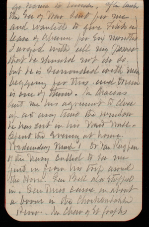 Thomas Lincoln Casey Notebook, February 1893-May 1893, 12, go home to lunch. After lunch