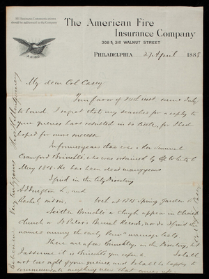 Thomas Lincoln Casey to Stillman Saunders, May 12, 1888, copy