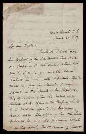 Thomas Lincoln Casey to General Silas Casey, March 30, 1857