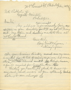 Letter from Benjamin Smith Lyman to J. Gopsill's Sons