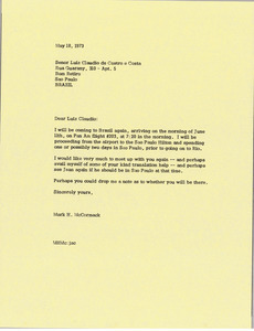 Letter from Mark H. McCormack to Luiz Claudio de Castro e Costa