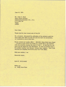 Letter from Mark H. McCormack to John Read