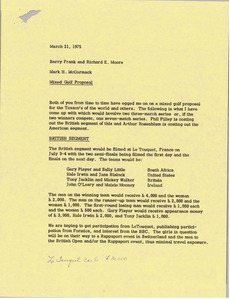 Memorandum from Mark H. McCormack to Barry Frank and Richard E. Moore