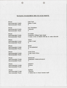 Tentative itinerary for Jean Claude Killy's parents