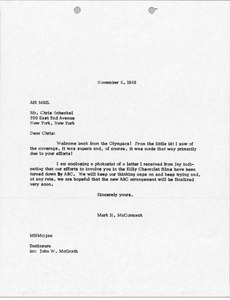 Letter from Mark H. McCormack to Chris Schenkel