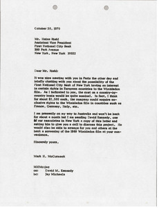 Letter from Mark H. McCormack to Heinz Riehl