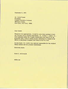 Letter from Mark H. McCormack to David Foster