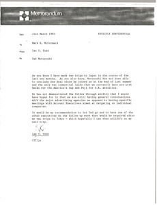 Memorandum from Ian T. Todd to Mark H. McCormack