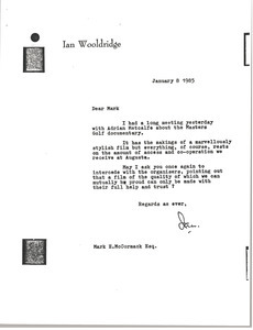 Letter from Ian Wooldridge to Mark H. McCormack