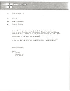 Memorandum from Mark H. McCormack concerning computer rankings