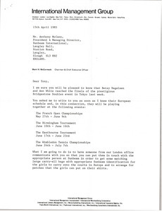 Letter from Mark H. McCormack to Anthony McCann