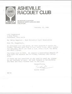 Letter from Buster Brown to Laurie Roggenburk