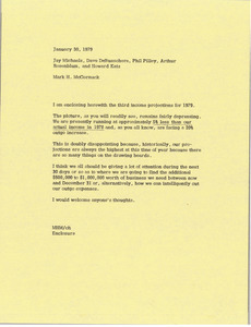 Memorandum from Mark H. McCormack to Jay Michaels, Dave DeBusschere, Phil Pilley, Arthur Rosenblum, and Howard Katz