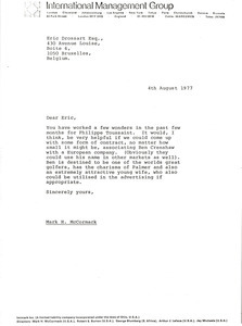 Letter from Mark H. McCormack to Eric Drossart