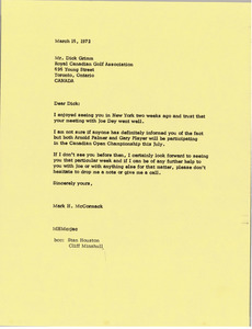 Letter from Mark H. McCormack to Dick Grimm