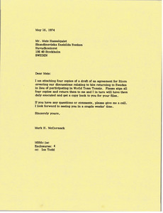 Letter from Mark H. McCormack to Mats Hasselquist