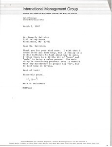 Letter from Mark H. McCormack to Beverly Seitrich