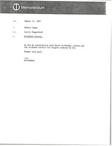 Memorandum from Laurie Roggenburk to Bobbie Lemmo