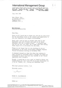 Letter from Mark H. McCormack to Max Ulfane