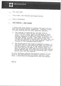 Memorandum from Mark H. McCormack to Tony Greer