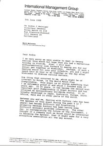 Letter from Mark H. McCormack to Andre J. Heiniger