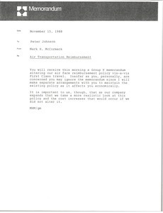 Memorandum from Mark H. McCormack to Peter Johnson