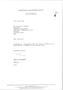 Letter from Mark H. McCormack to Christie C. Hefner