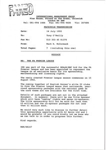 Fax from Mark H. McCormack to Tony O'Reilly