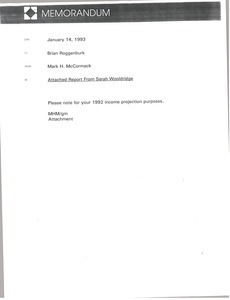 Memorandum from Mark H. McCormack to Brian Roggenburk