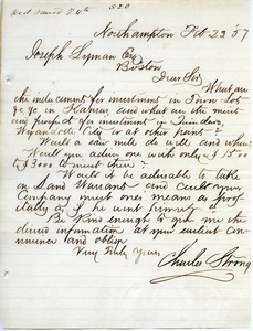 Letter from Charles Strong to Joseph Lyman