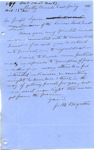 Letter from J. W. Boynton to Joseph Lyman
