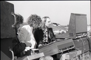 Hollywood Speedway Rock Festival: three men working at the mixing board