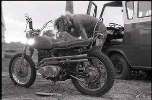 Man working on a motorcycle