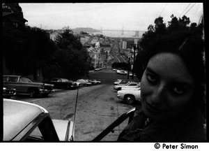 Verandah Porche, with view down steep San Francisco street behind