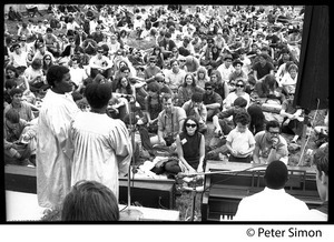 View from rear of stage of the audience at the Newport Folk Festival