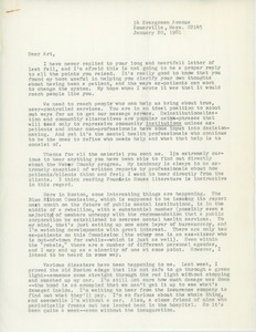 Letter from Judi Chamberlin to Art Janovsky