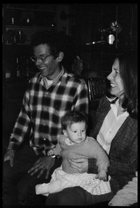 Dan Keller and unidentified woman with a baby, Montague Farm Commune